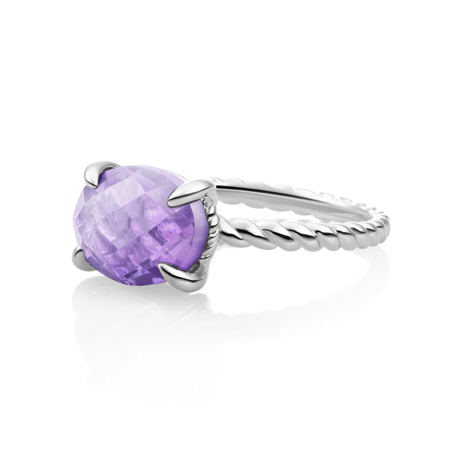 Ring | Silver - Amethyst Twist - 52