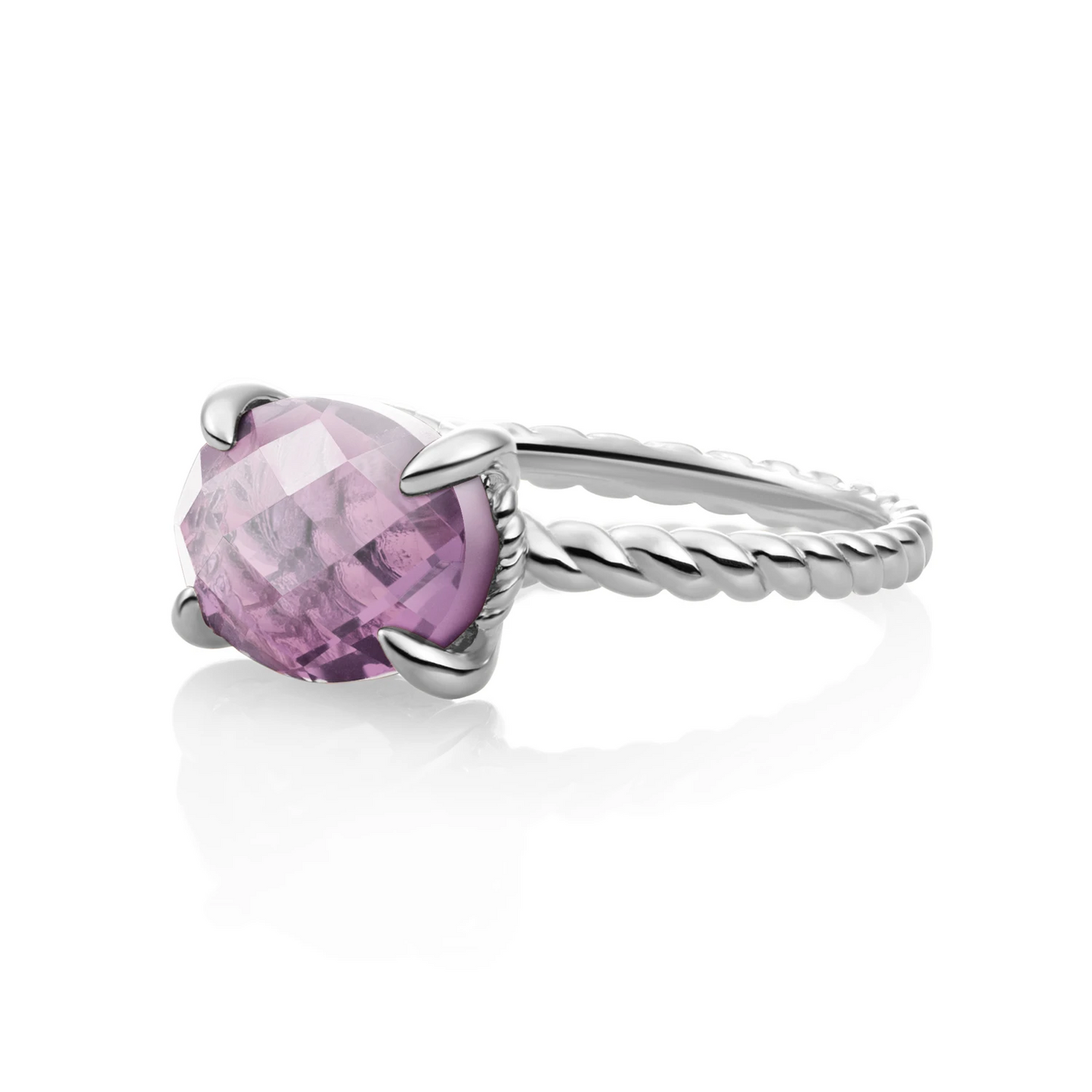 Ring | Silver - Aubergine Quartz Twist - 52
