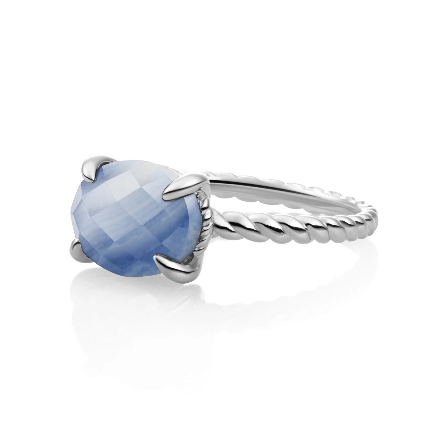 Ring | Silver - Blue Aventurine Twist - 54