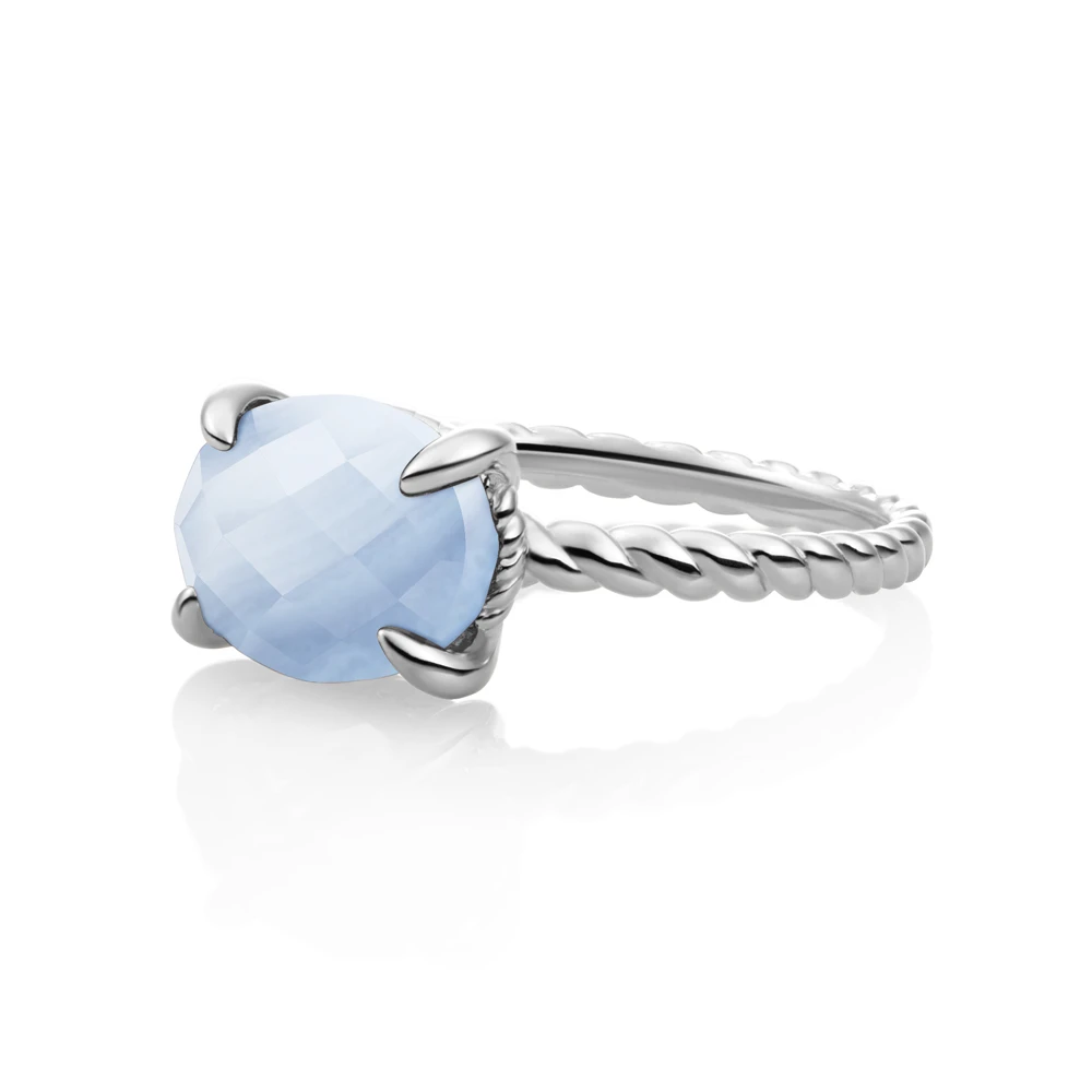 Ring | Silver - Blue Lace Agate Twist - 58