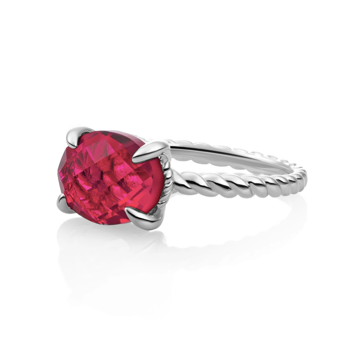 Ring | Silver - Fuchsia Quartz Twist - 52