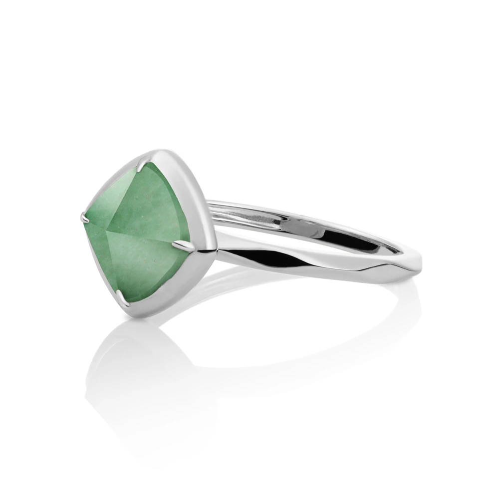 Ring | Silver - Green Aventurine Edge - 52