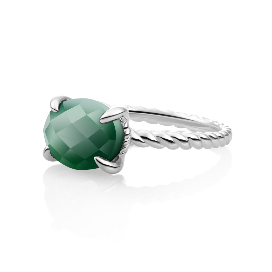 Ring | Silver - Green Onyx Twist - 58