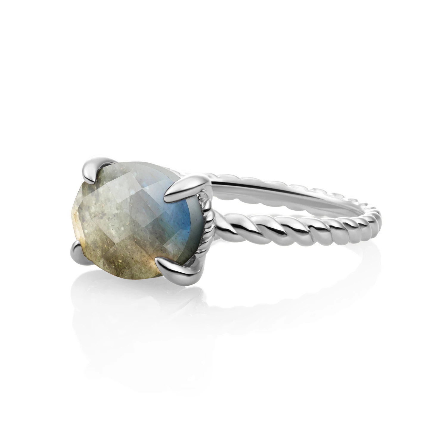 Ring | Silver - Labradorite Twist - 54