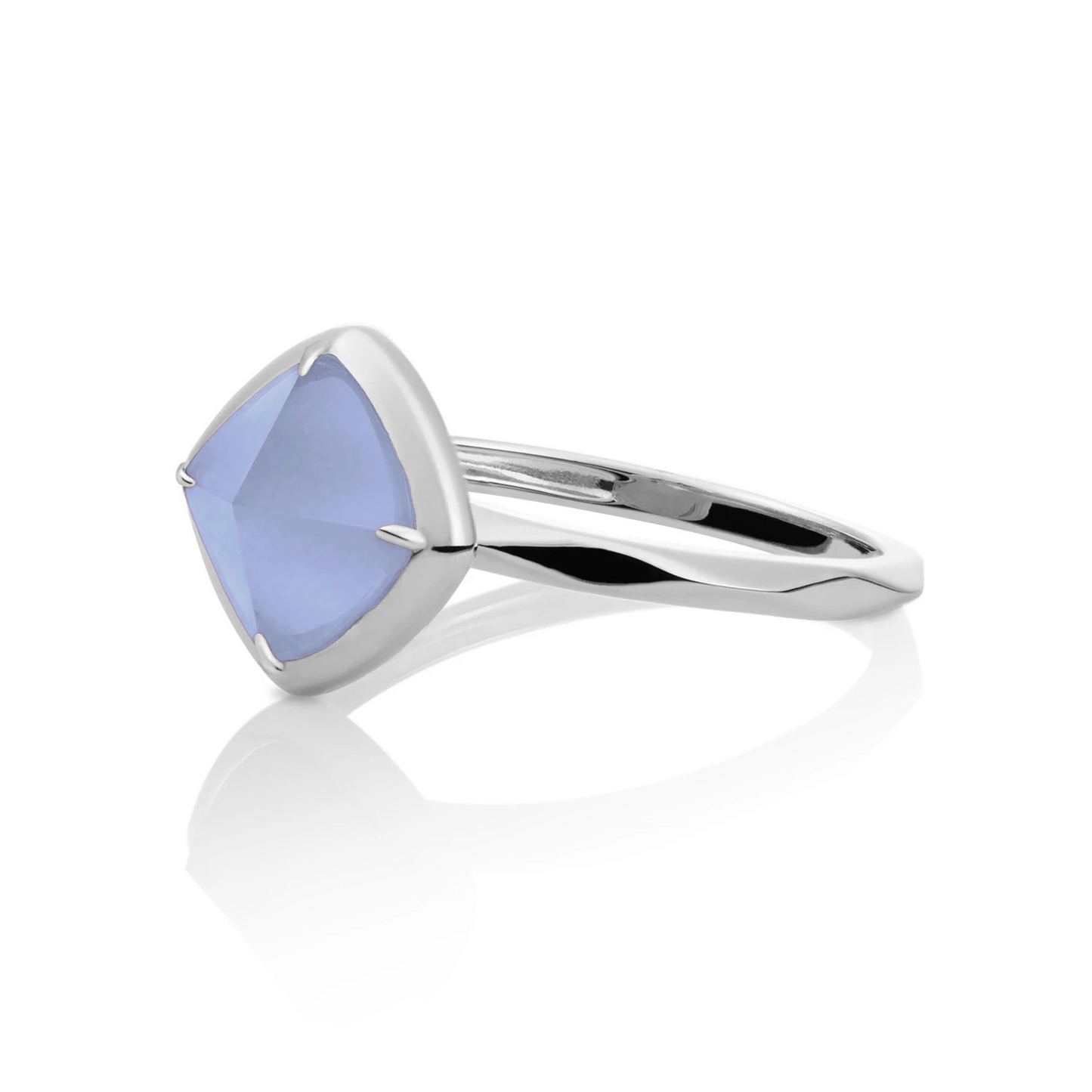 Ring | Silver - Milky Blue Jade Edge - 56