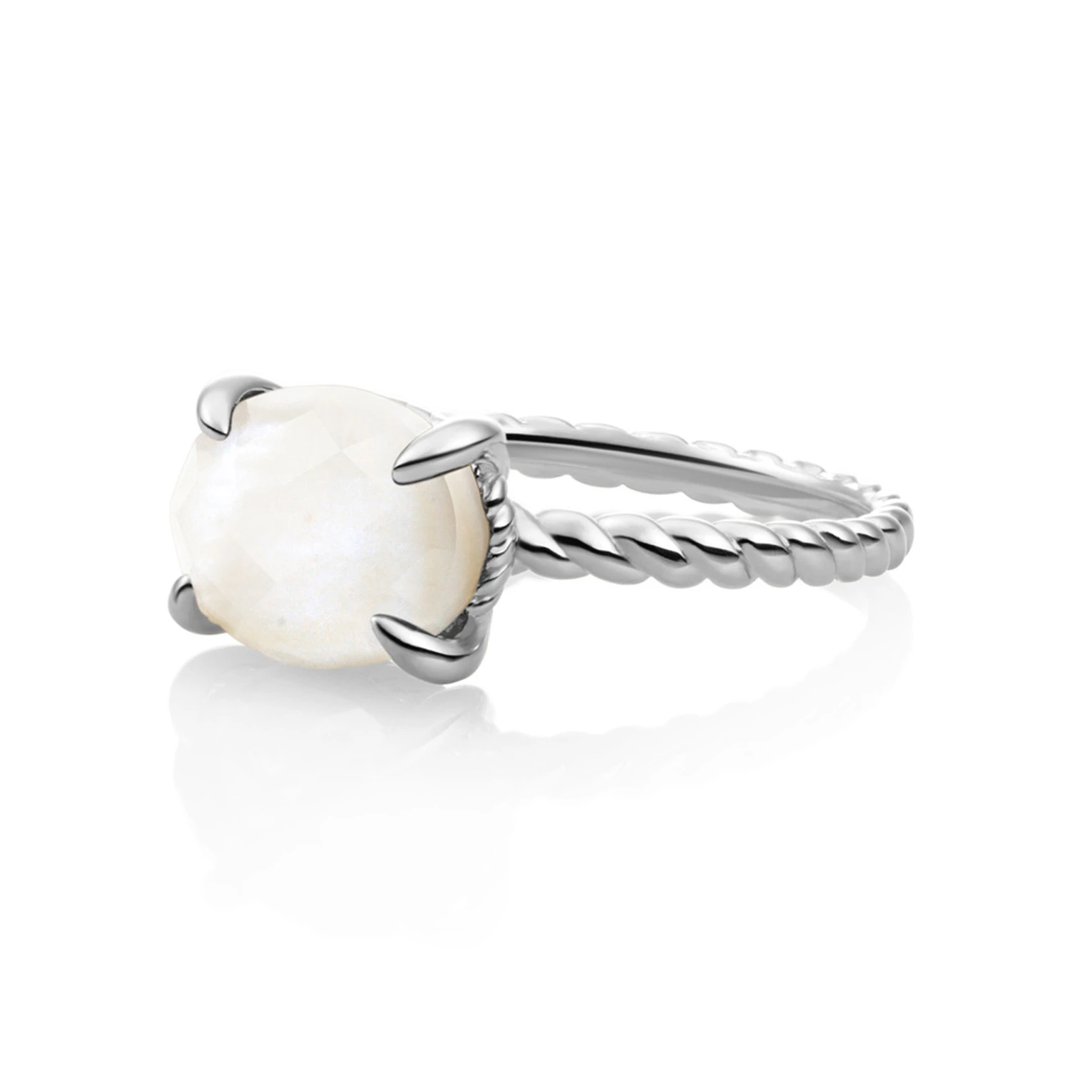 Ring | Silver - Mother of Pearl Twist - 56