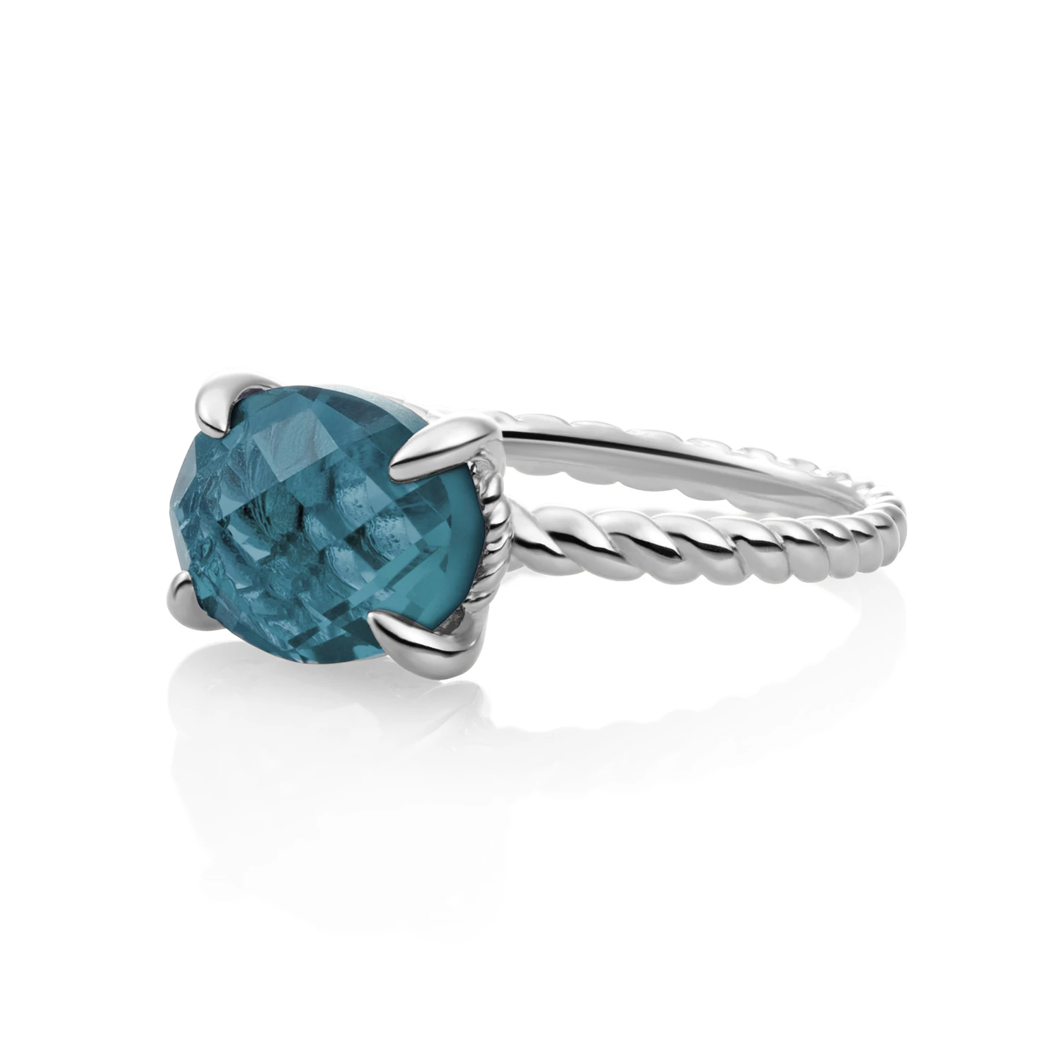 Ring | Silver - Ocean Topaz Quartz Twist - 54