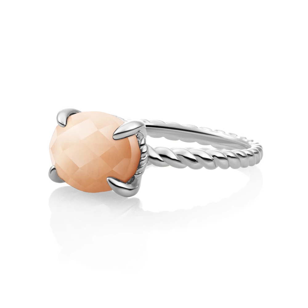 Ring - Silver - Peach Rhodonite Twist - 50