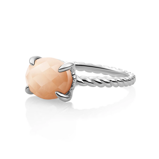 Ring - Silver - Peach Rhodonite Twist - 54
