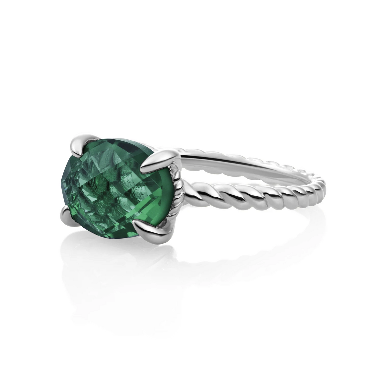 Ring | Silver - Petrol Green Quartz Twist - 52