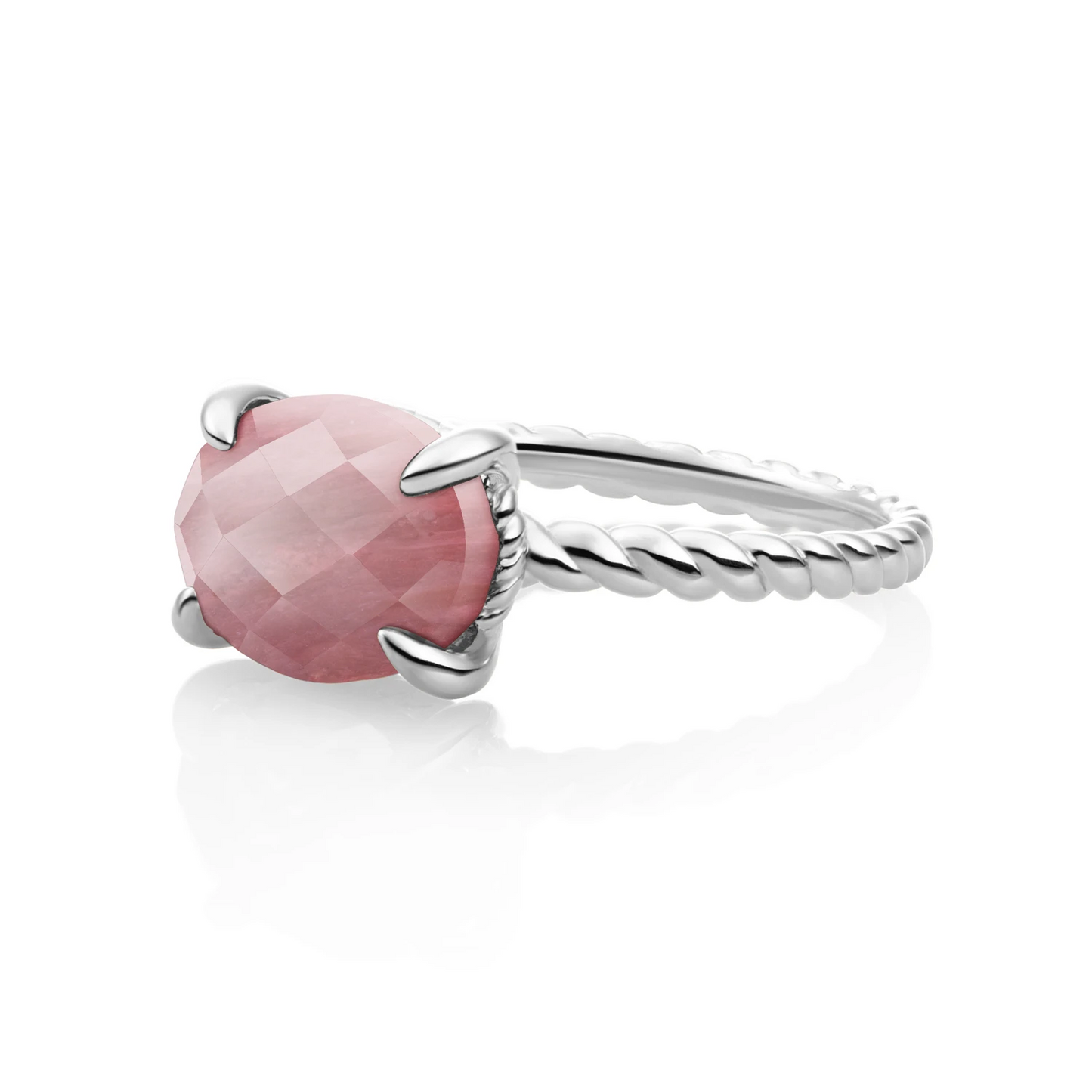 Ring | Silver - Pink Rhodonite Twist - 50