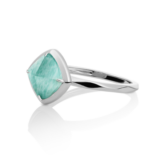 Ring | Silver - Rich Green Amazonite Edge - 56