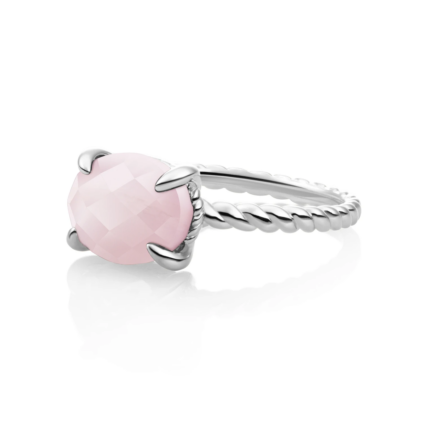 Ring | Silver - Rose Quartz Twist - 58