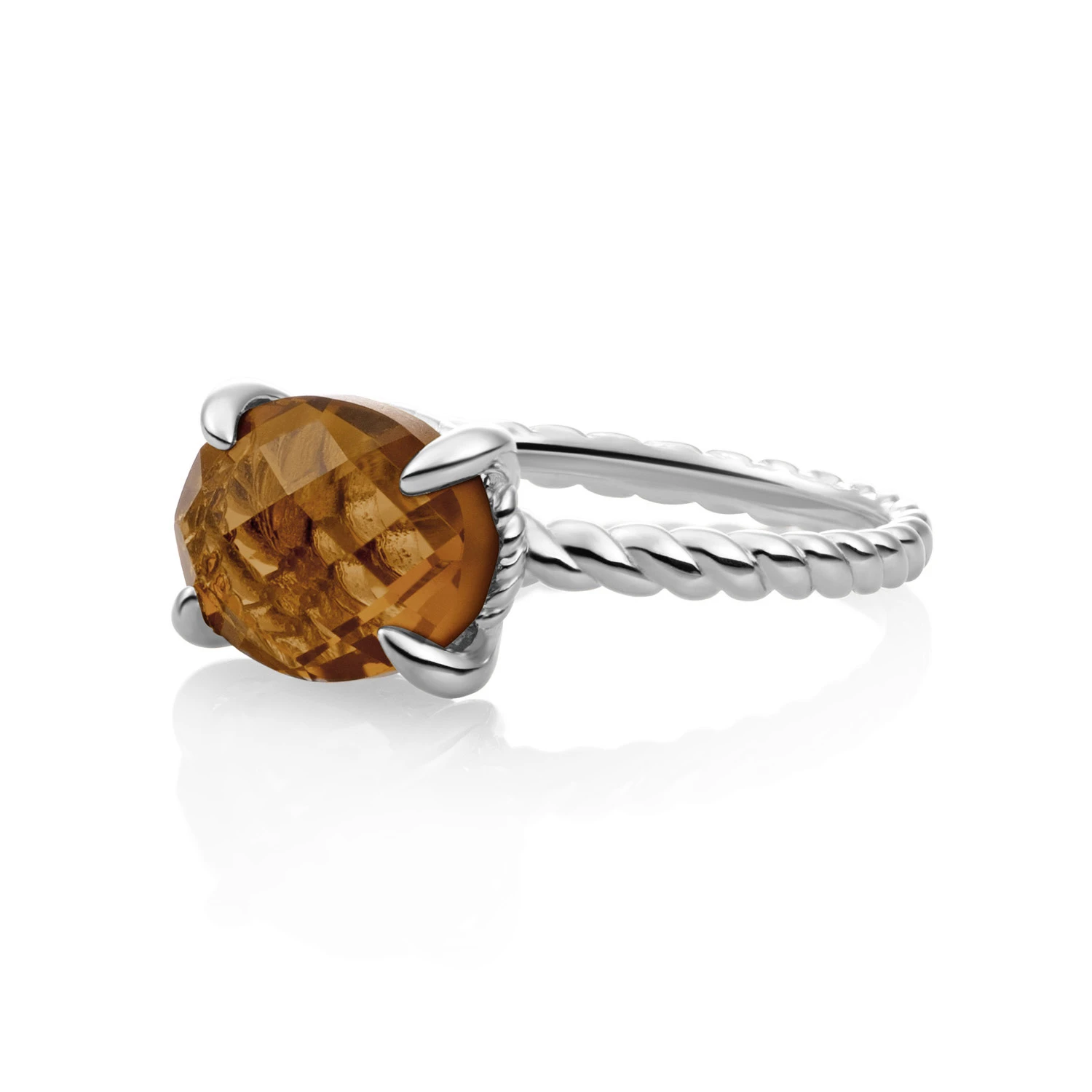 Ring | Silver - Smoky Quartz Twist - 58