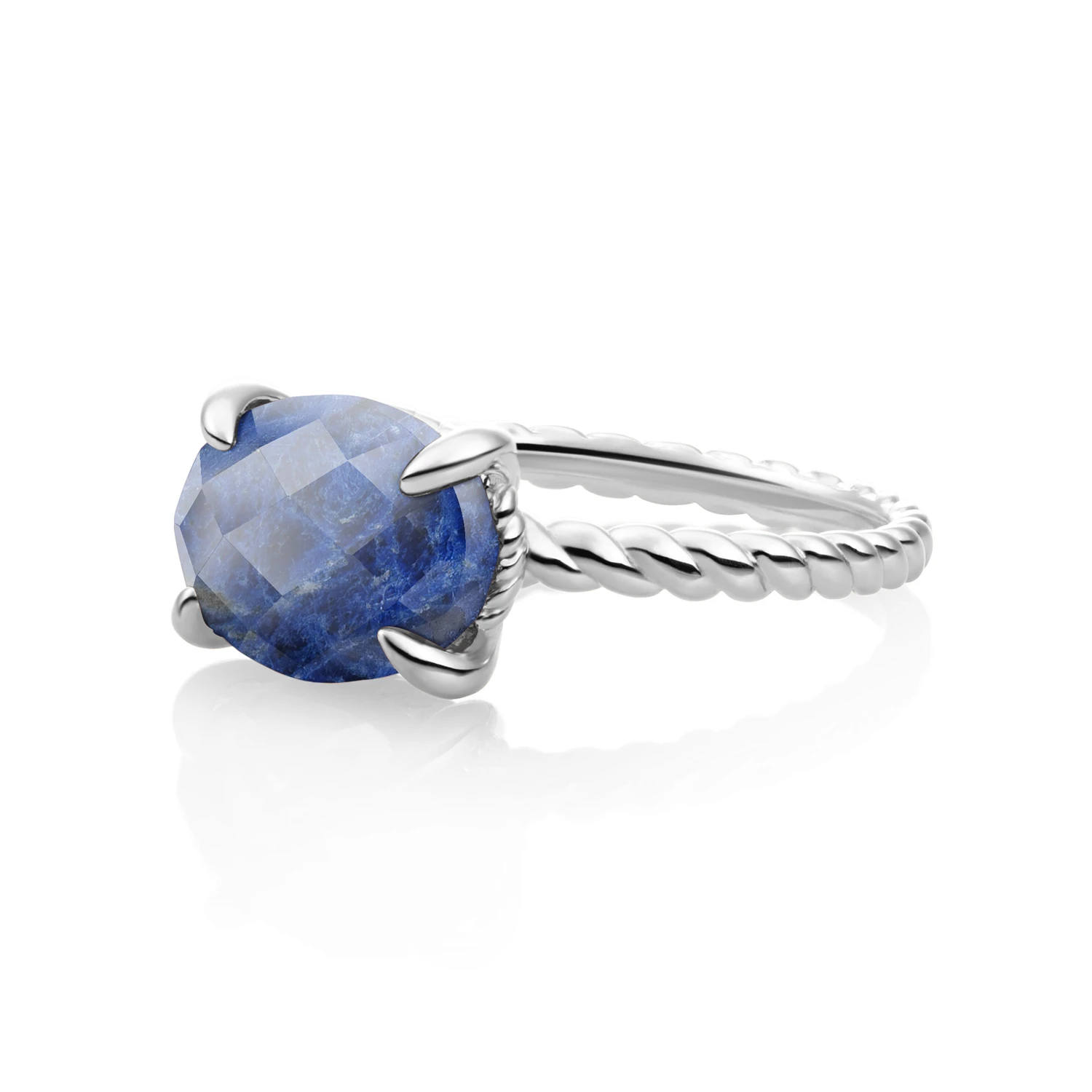 Ring | Silver - Sodalite Twist - 60
