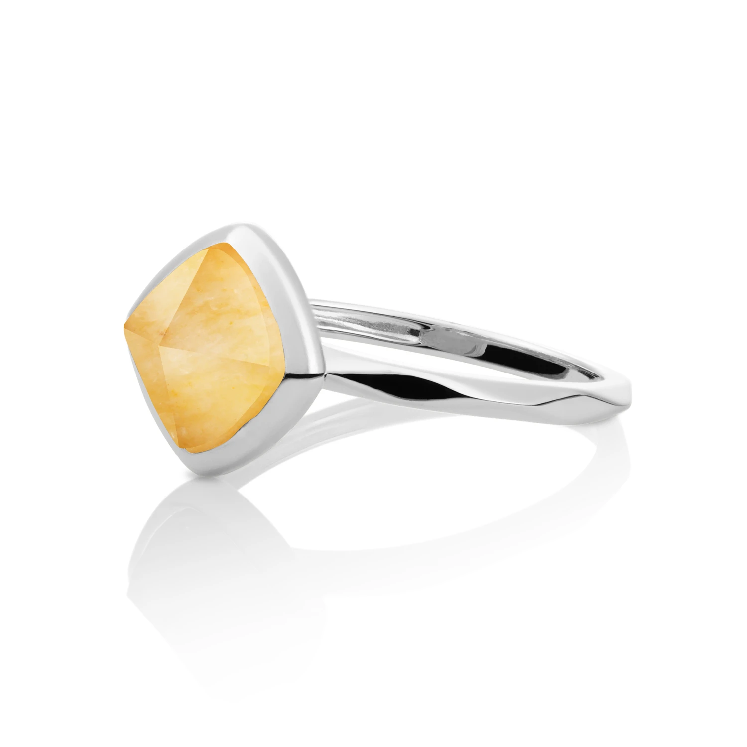 Ring - Silver - Yellow Jade Edge - 60