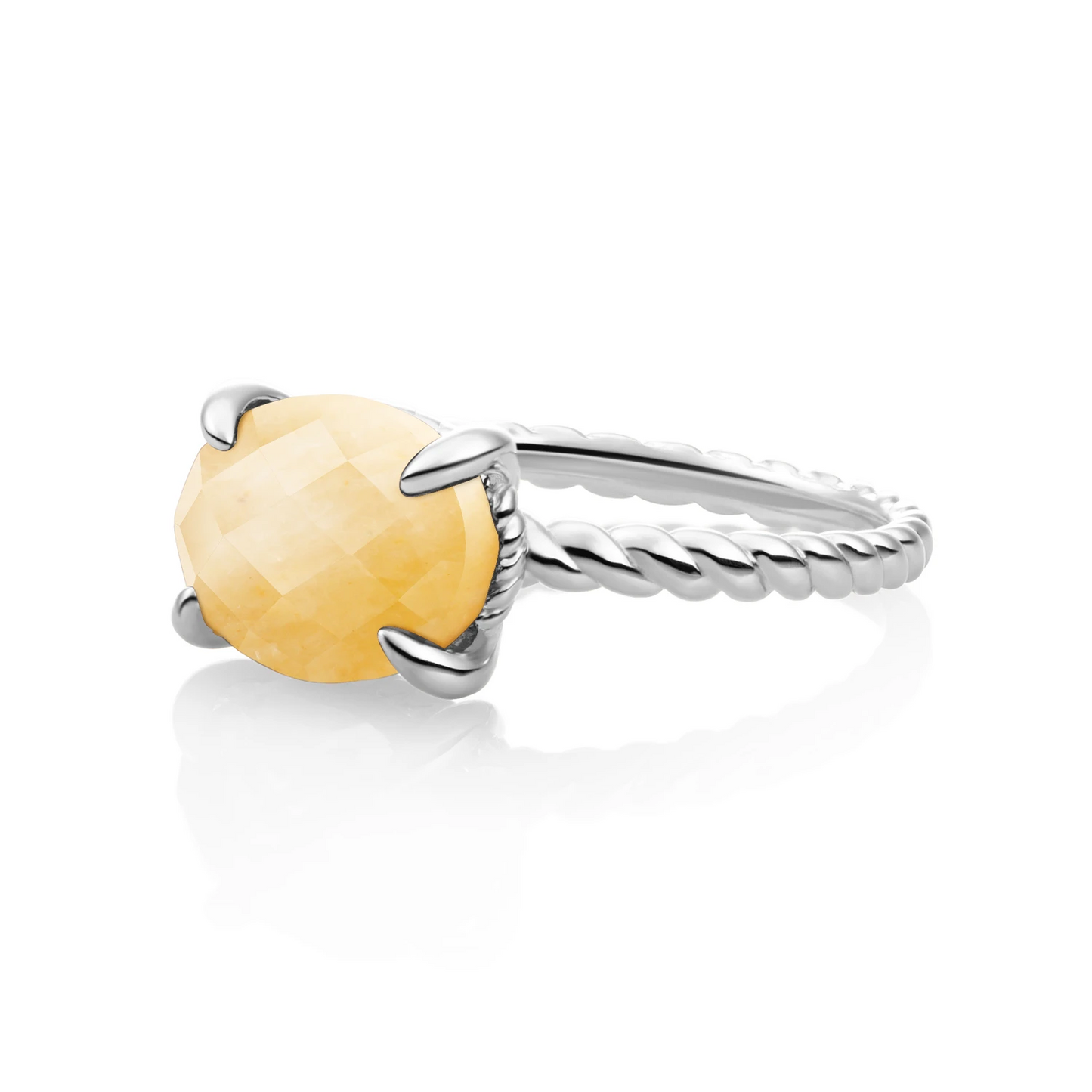 Ring - Silver - Yellow Jade Twist - 60