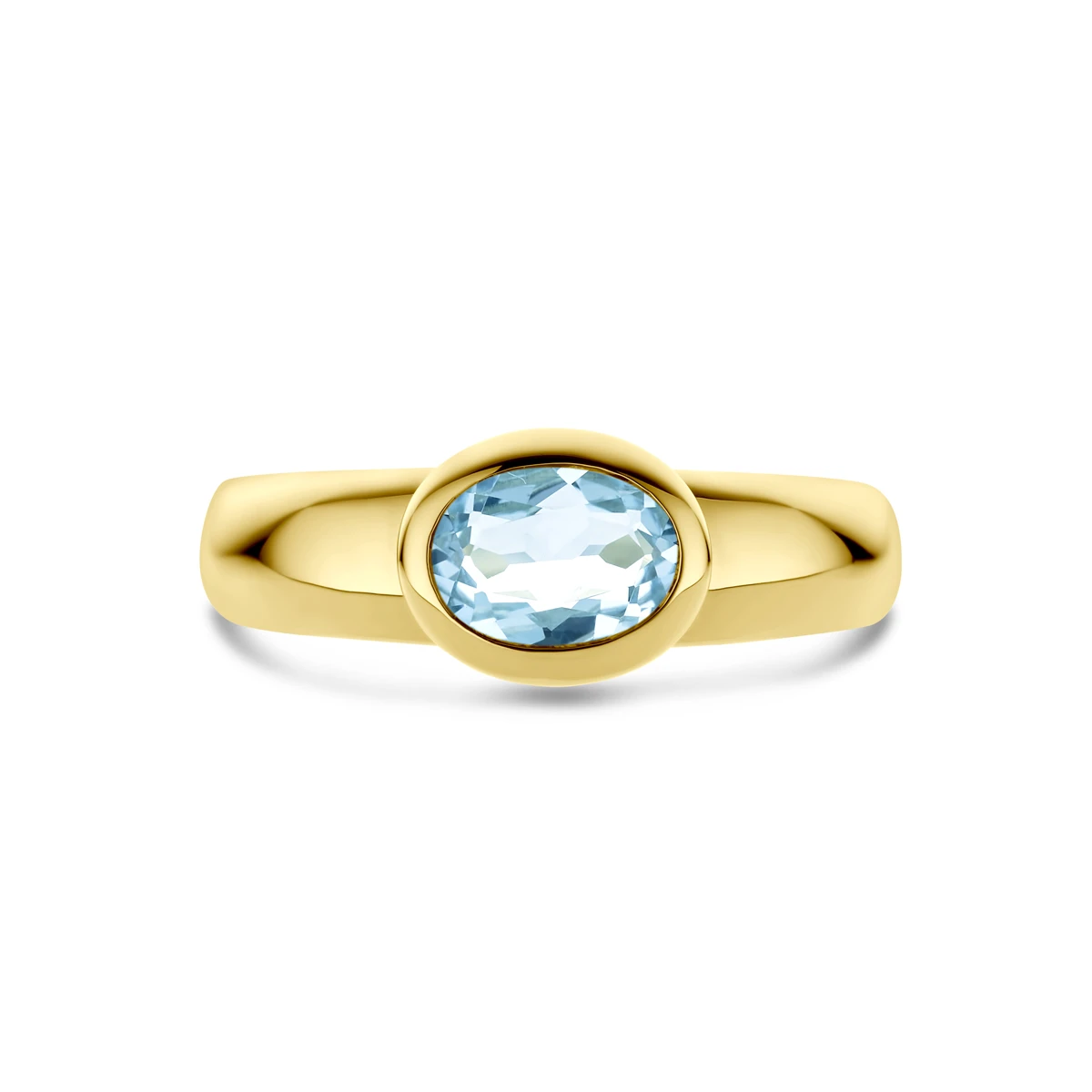 ring sky blue topaas 14K geelgoud