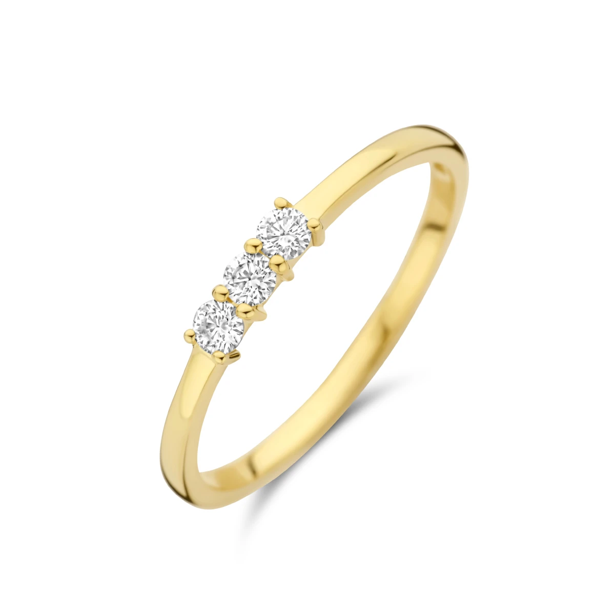 ring trilogie diamant 0.15ct h si 14K geelgoud