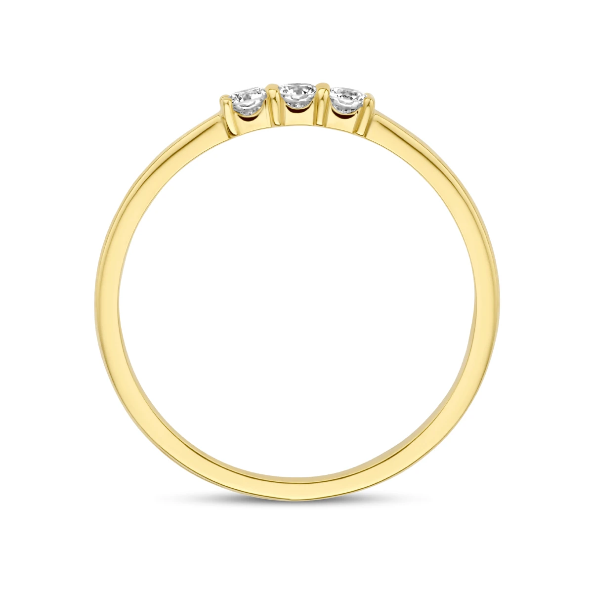 ring trilogie diamant 0.15ct h si 14K geelgoud