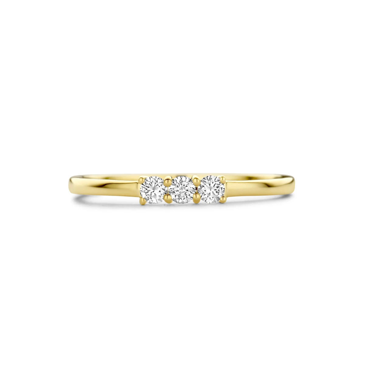 ring trilogie diamant 0.15ct h si 14K geelgoud