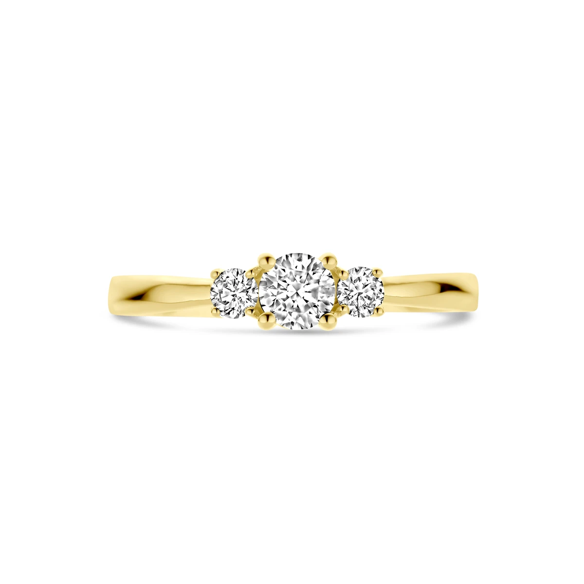 ring trilogie diamant 0.46ct h si 14K geelgoud