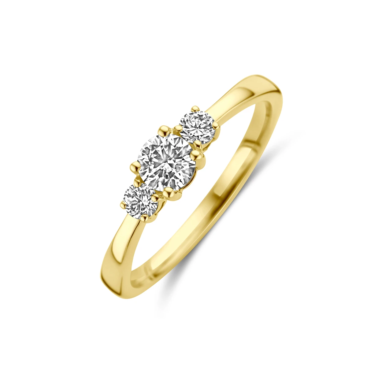 ring trilogie lab grown diamant 0.46ct h si 14K geelgoud