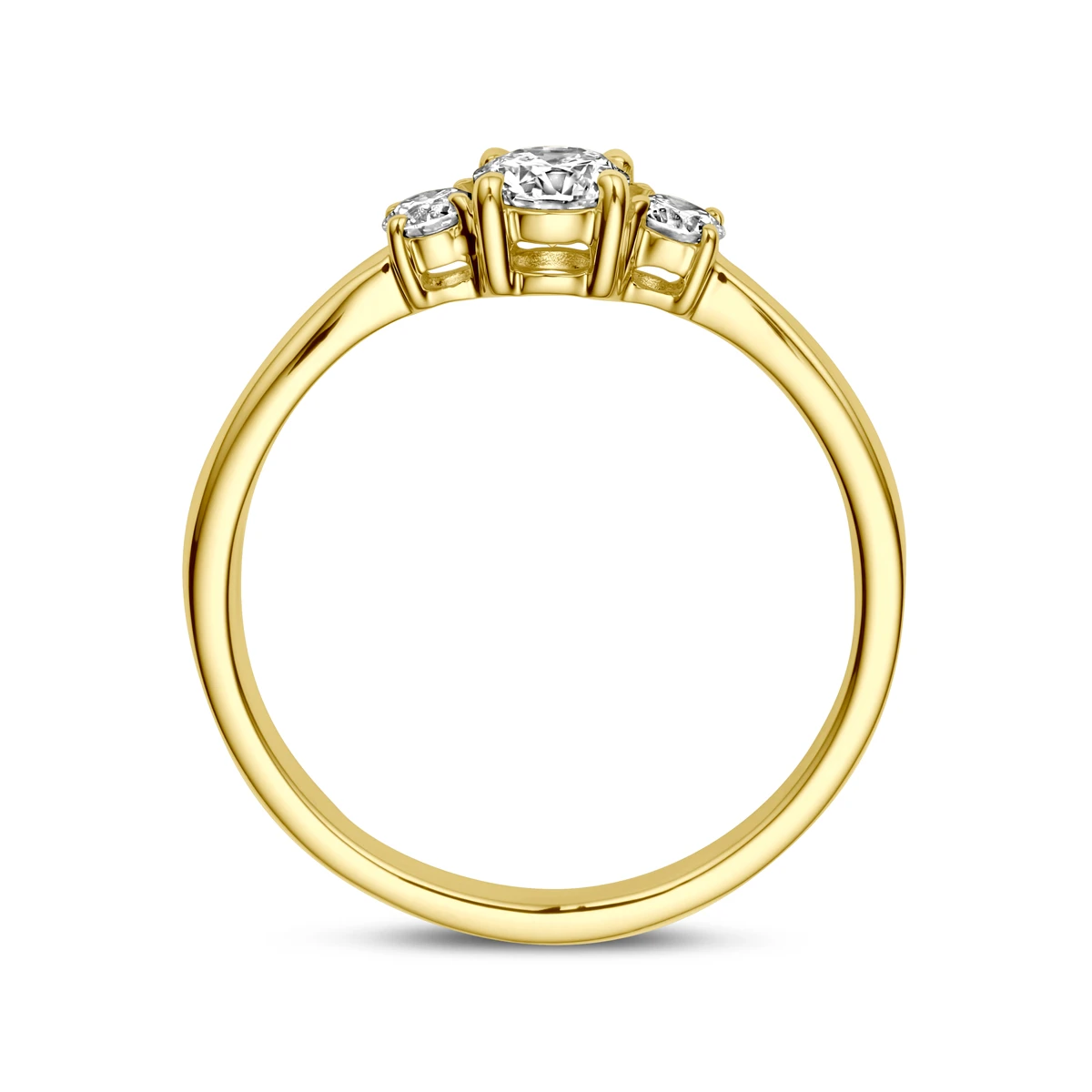 ring trilogie lab grown diamant 0.46ct h si 14K geelgoud