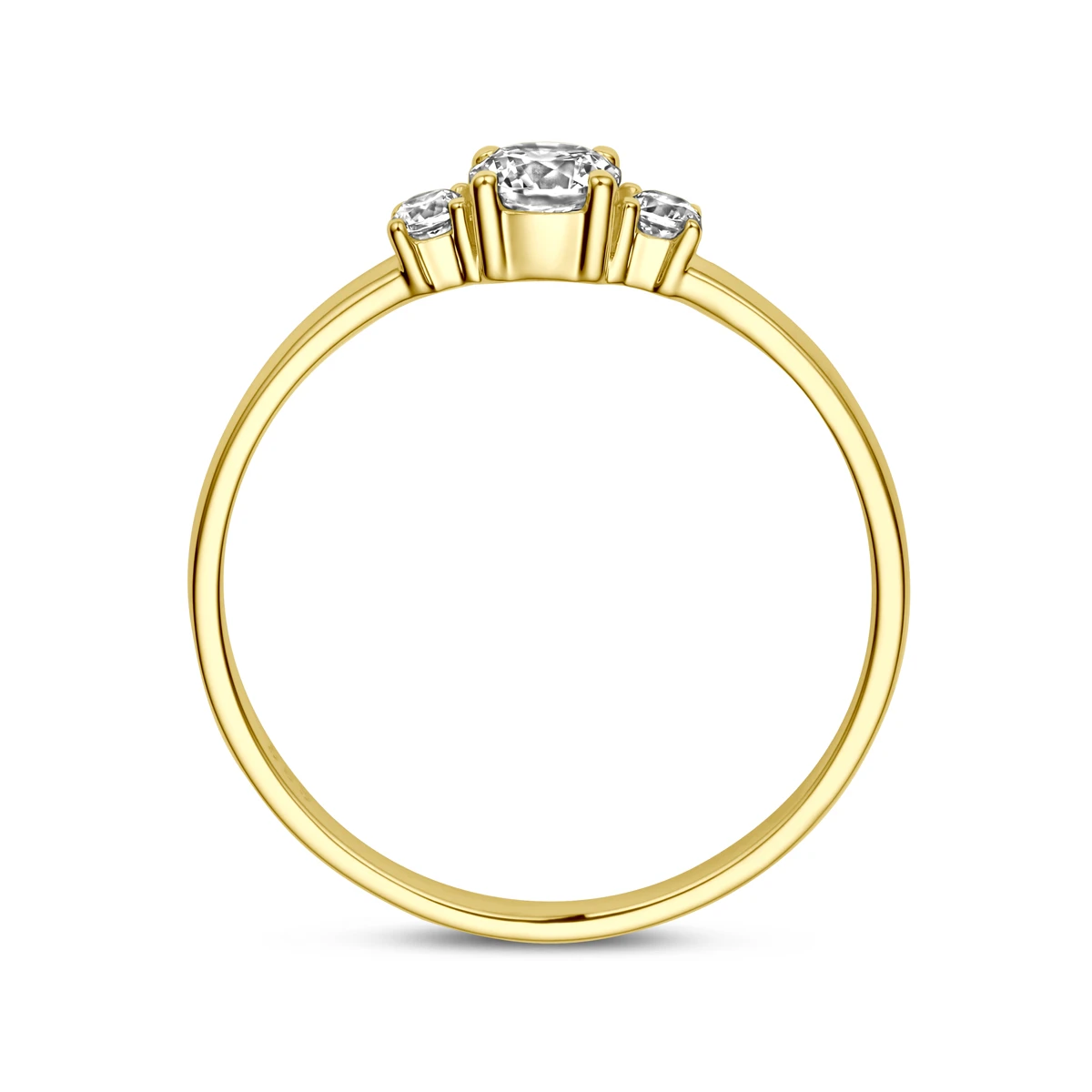 ring trilogie zirkonia 14K geelgoud