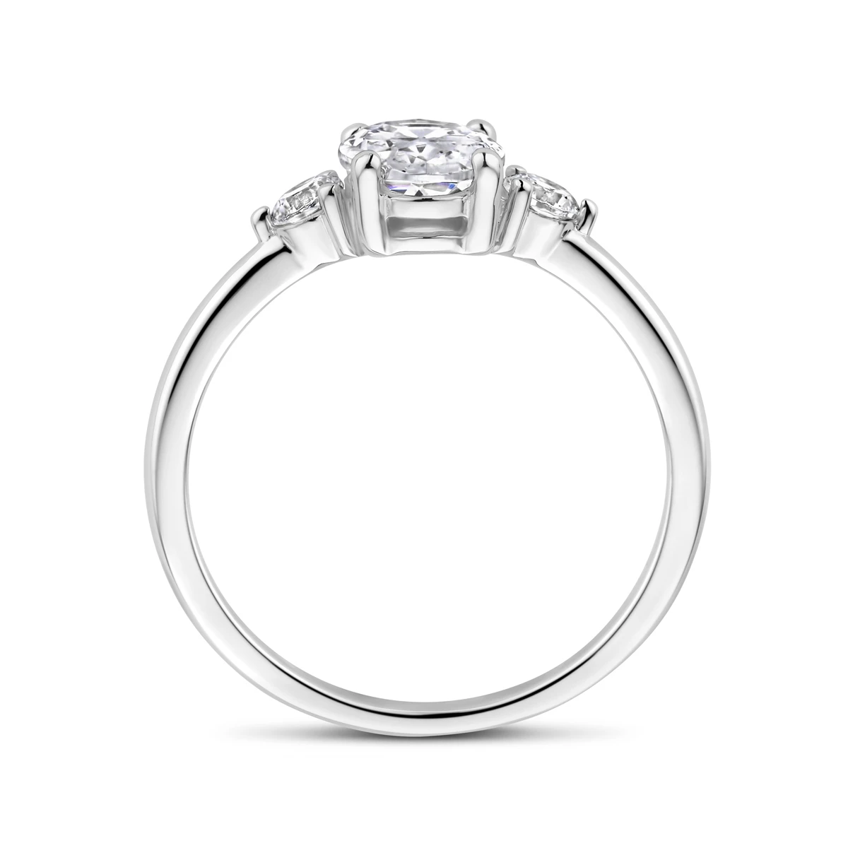 ring trilogie zirkonia 8 x 6 mm zilver gerhodineerd