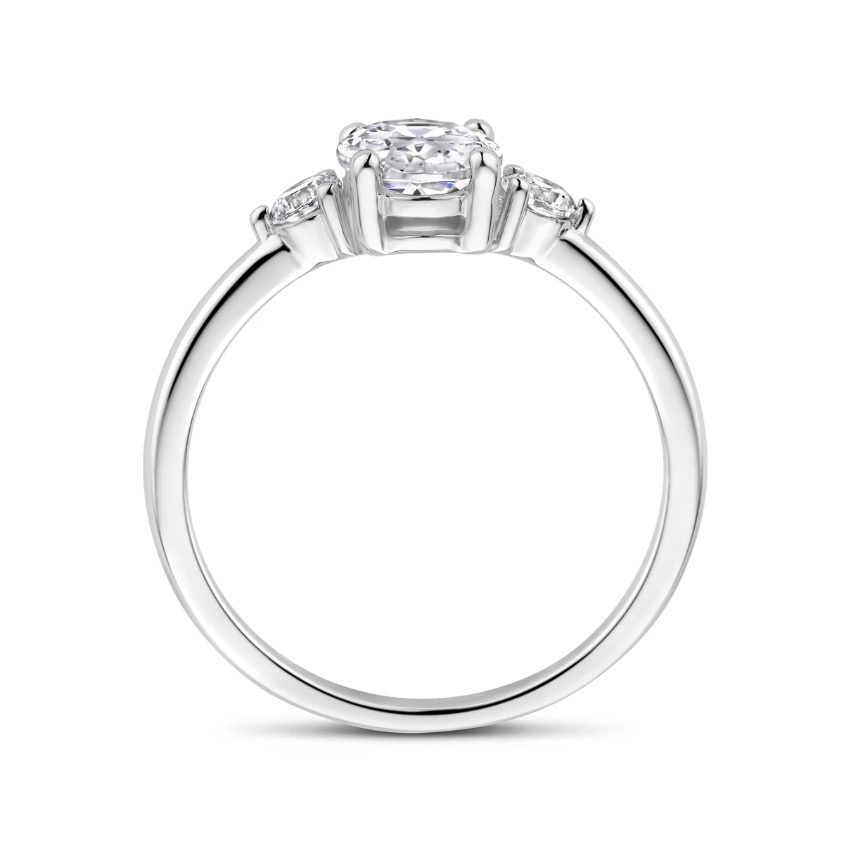 ring trilogie zirkonia 8 x 6 mm zilver gerhodineerd