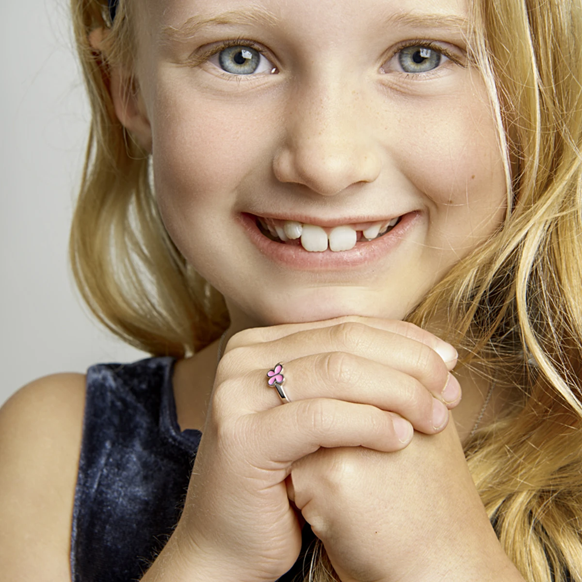 ring vlinder emaille zilver gerhodineerd