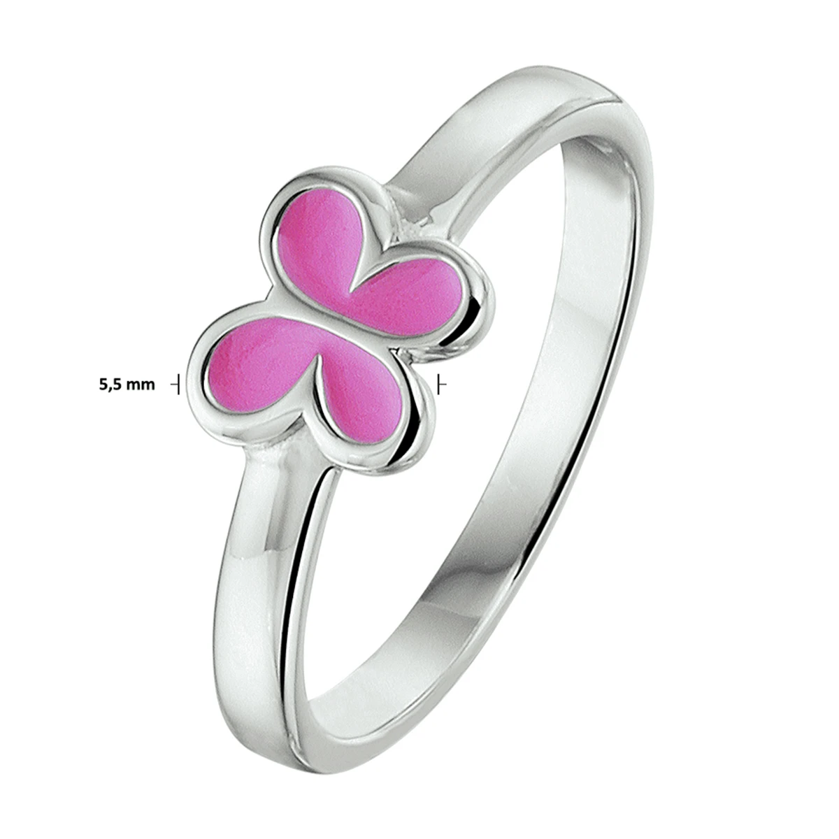 ring vlinder emaille zilver gerhodineerd