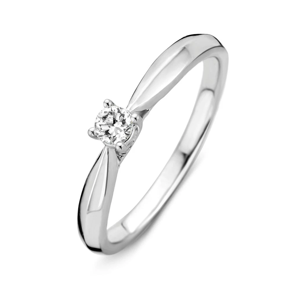 Ring witgoud briljant 0.16 crt. Maat 56