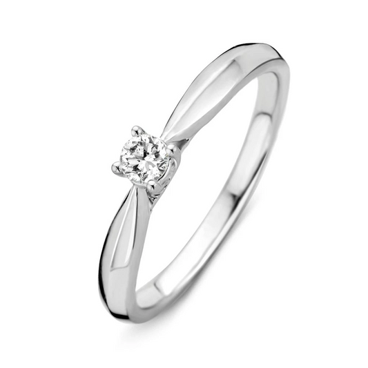 Ring witgoud briljant 0.16 crt. Maat 56