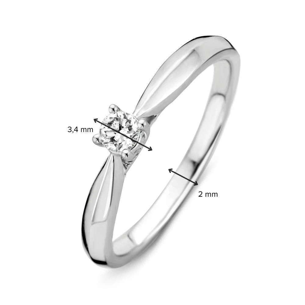 Ring witgoud briljant 0.16 crt. Maat 56