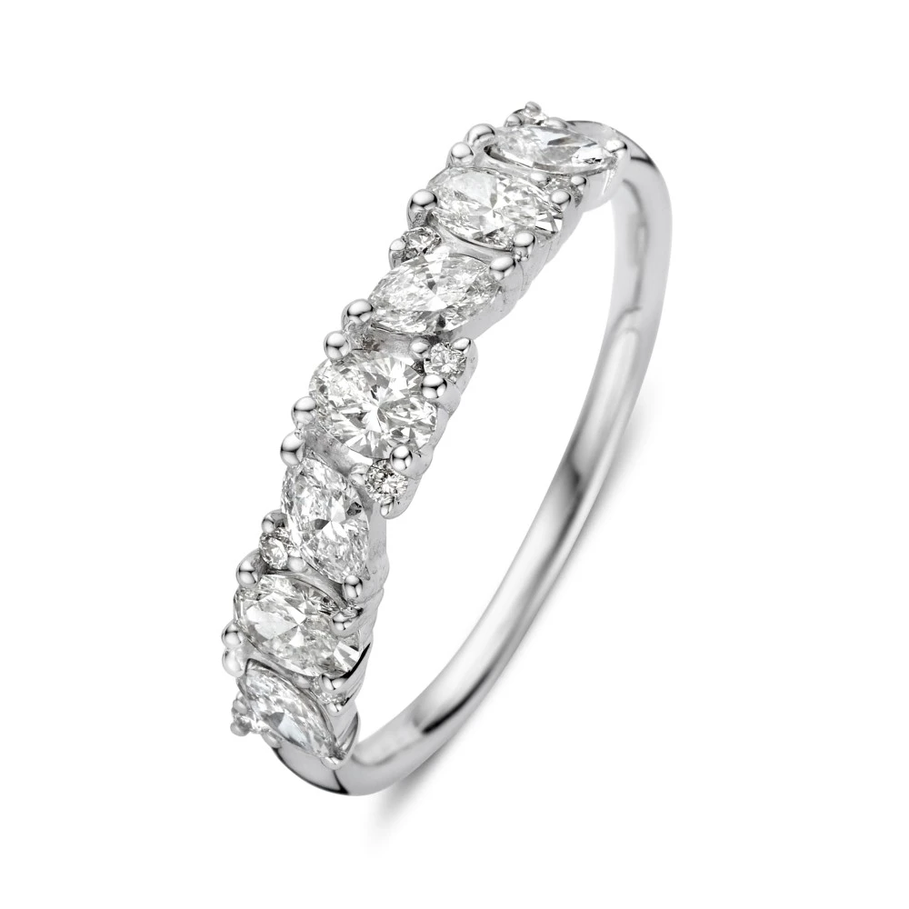 Ring witgoud briljant 0.77 crt. Maat 50