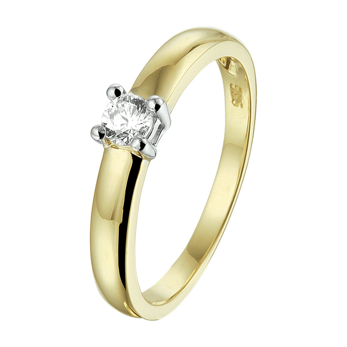 ring zirkonia 14K bicolor goud geel/wit