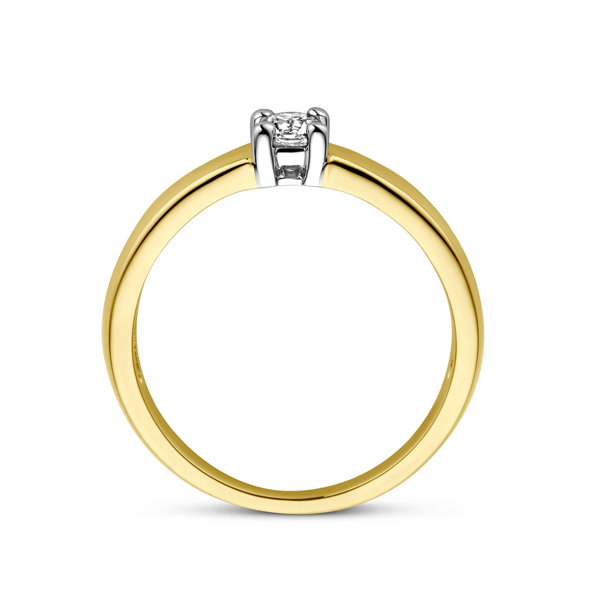 ring zirkonia 14K bicolor goud geel/wit