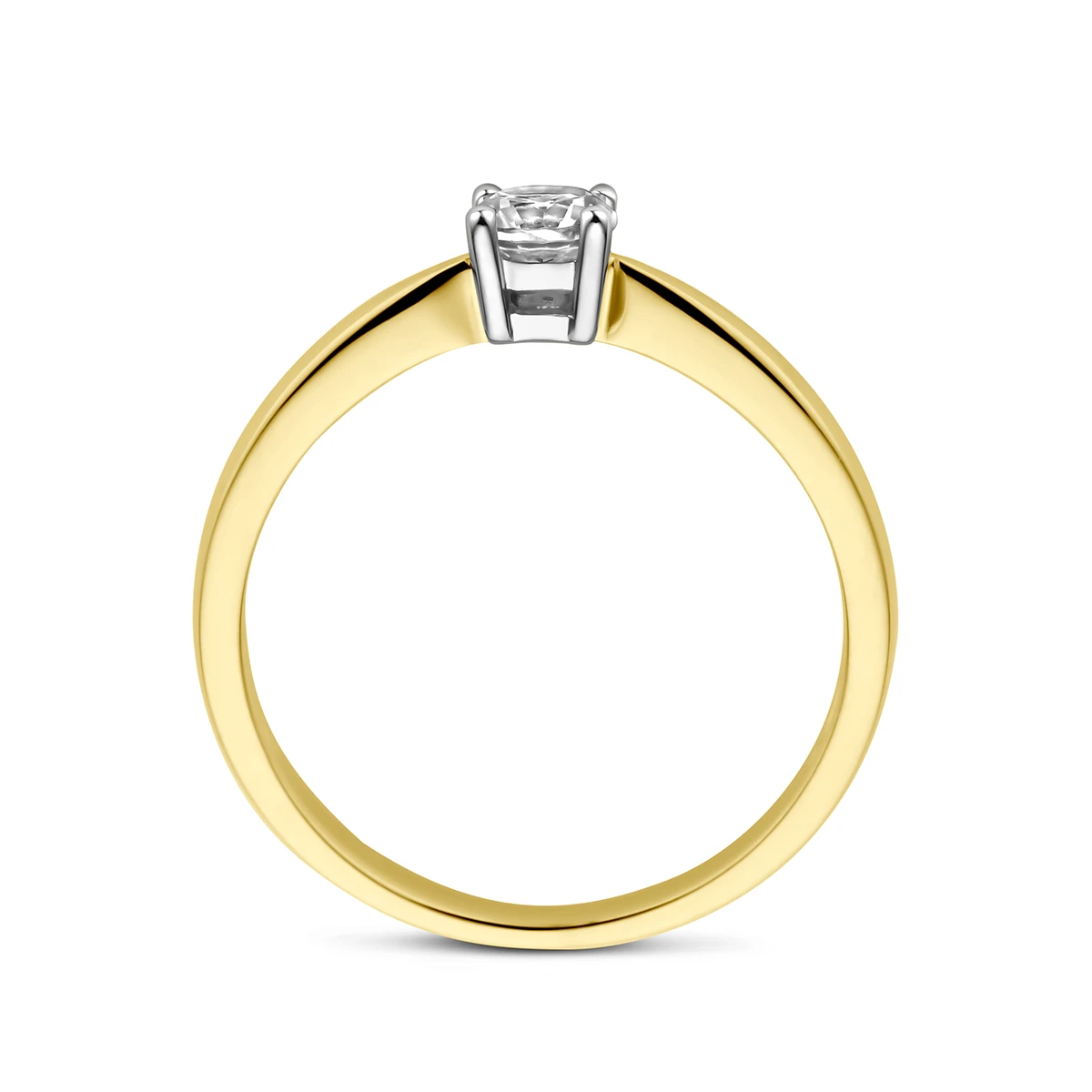 ring zirkonia 14K bicolor goud geel/wit