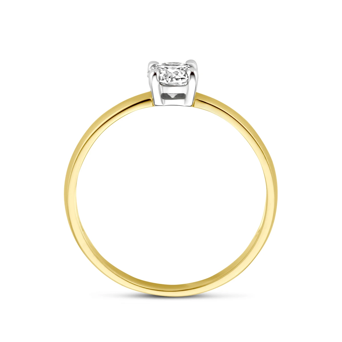 ring zirkonia 14K bicolor goud geel/wit