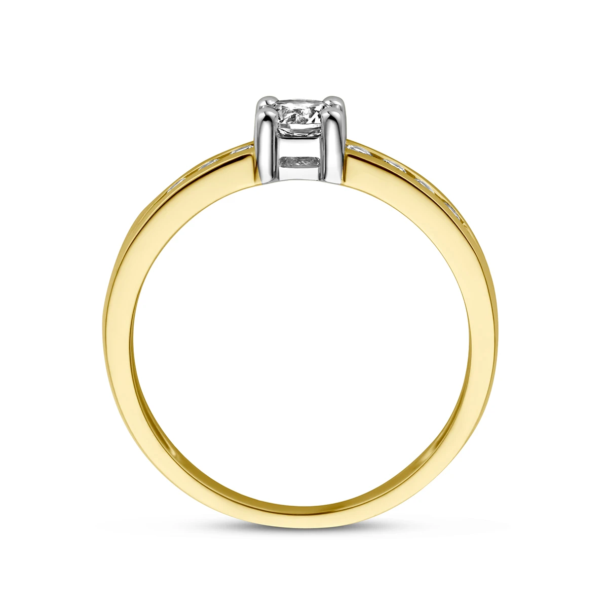ring zirkonia 14K bicolor goud geel/wit