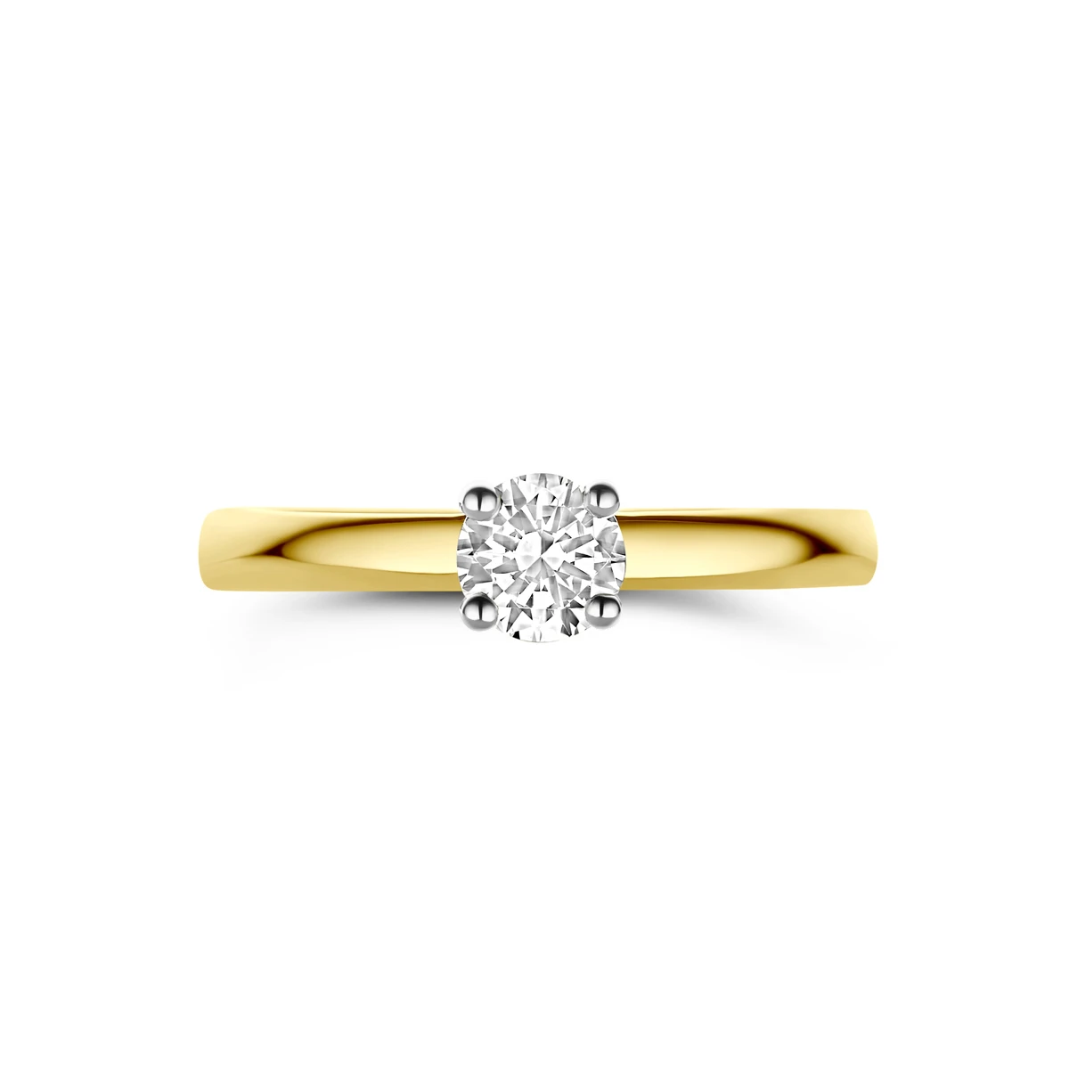 ring zirkonia 14K bicolor goud geel/wit