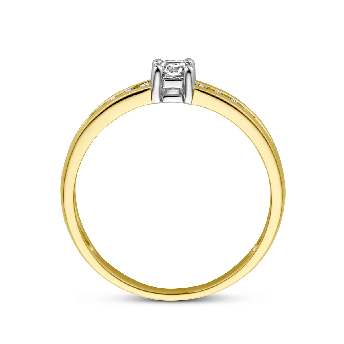 ring zirkonia 14K bicolor goud geel/wit