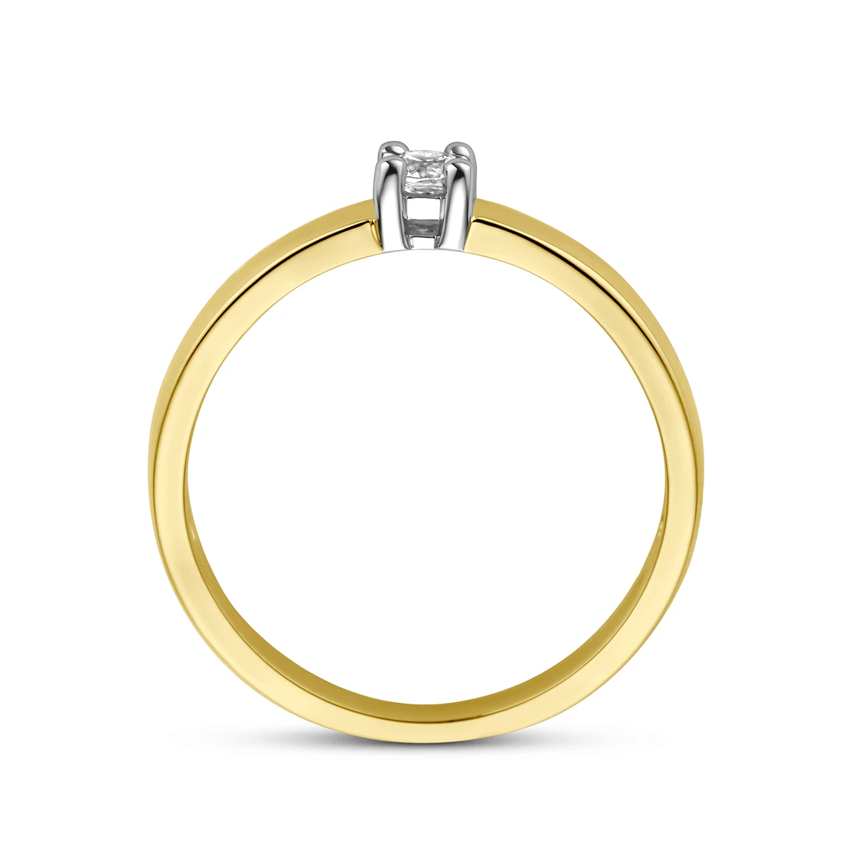 ring zirkonia 14K bicolor goud geel/wit