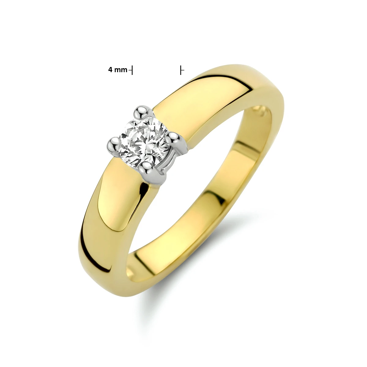ring zirkonia 14K bicolor goud geel/wit