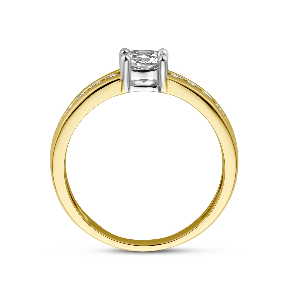 ring zirkonia 14K bicolor goud geel/wit