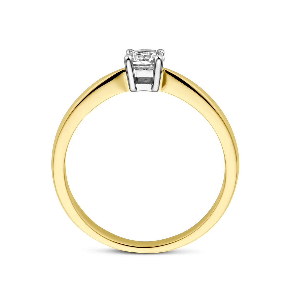 ring zirkonia 14K bicolor goud geel/wit