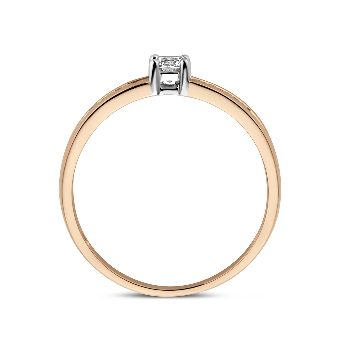 ring zirkonia 14K bicolor goud rosé/wit