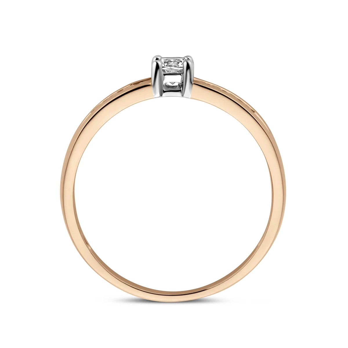 ring zirkonia 14K bicolor goud rosé/wit